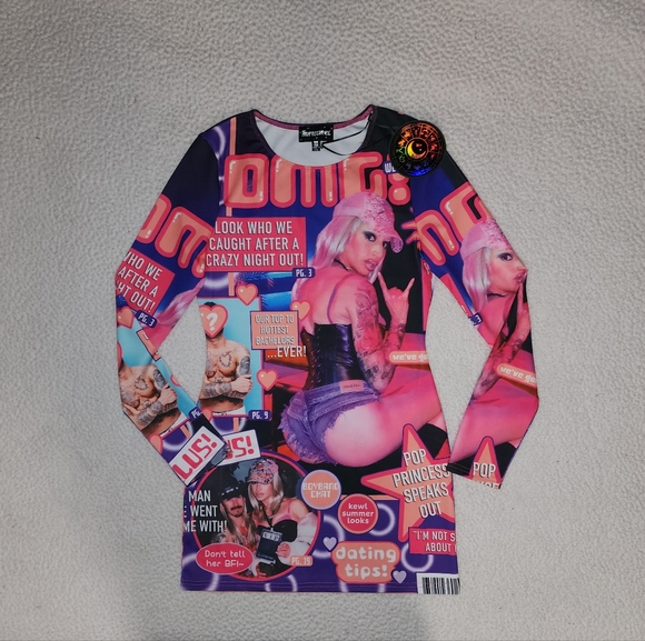 NWT Dolls Kill Limited Edition , Tabloids, Sexy, Mini Dress - Picture 5 of 11